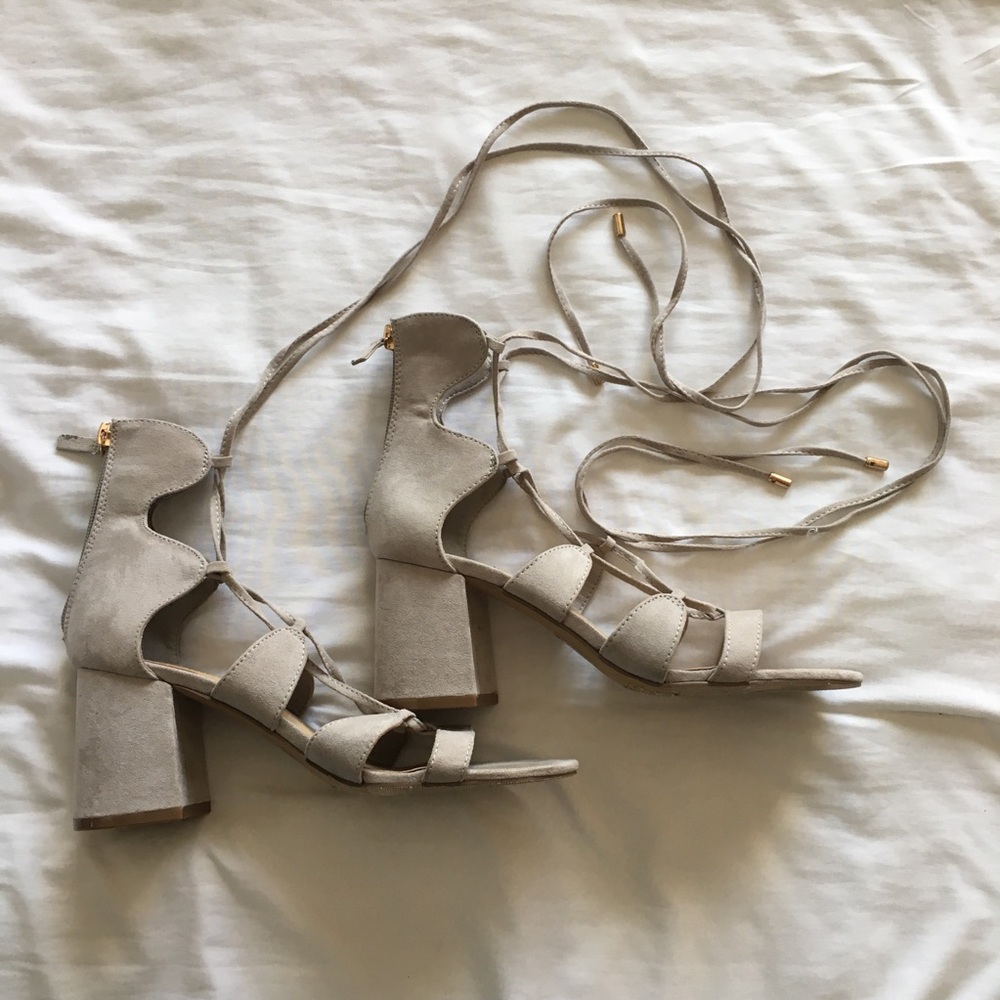 Cute gray lace-up high heals